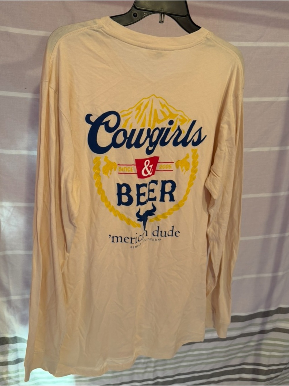 Yellow Long Sleeve Tee with Small Cowgirls&Beer Logo - Picture 3 of 3